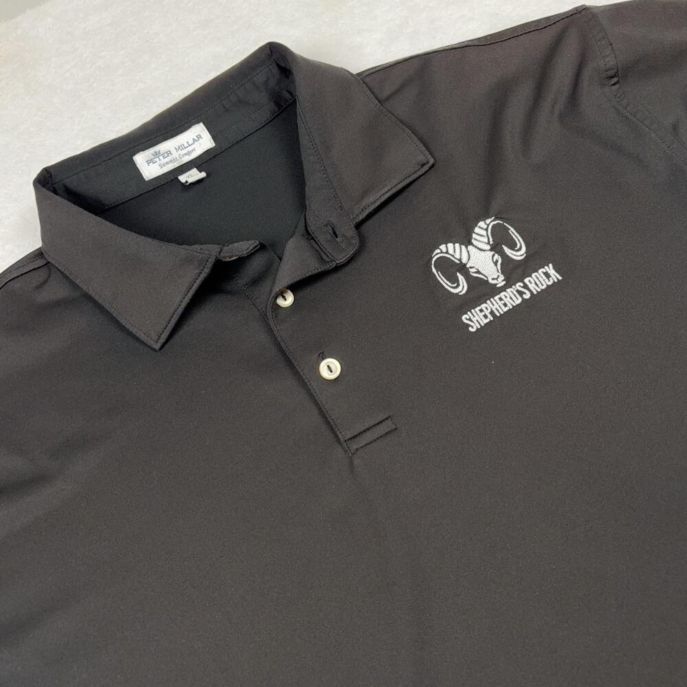 Peter Millar Polo Shirt Mens XL Black Summer Comfort Golf Moisture Wicking